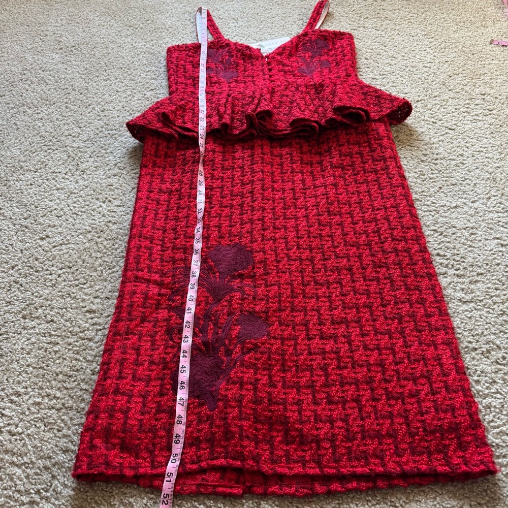 Fanm Mon Gulia Peplum Red Tweed Midi Dress XL - Picture 11 of 13
